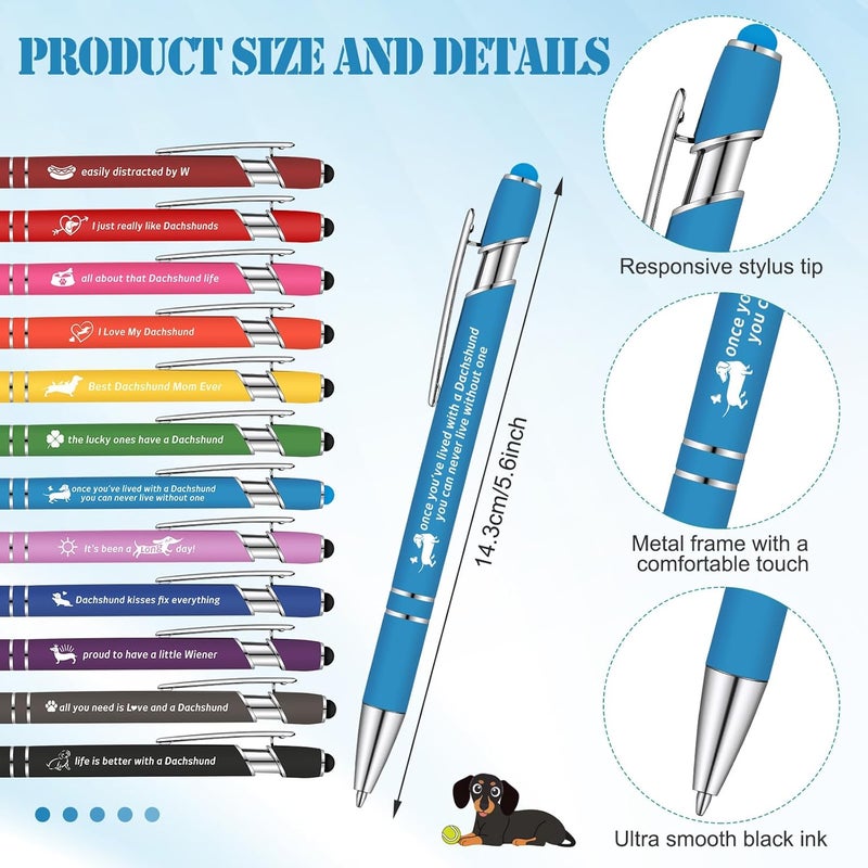 Geyee 24 Pcs Dachshund Sticky Notes with Funny Pens 3 x 4 Inch Dachshund To Do List Notepads with Sayings Pen for Dog Lover Valentines Coworkers Employee Office Staff Work Team Appreciation Gifts - Image 3